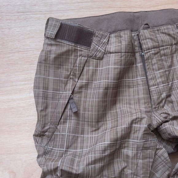 The North Face Hyvent nylon ski snow pants women's size L brown plaid pockets - Picture 2 of 9